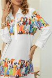 Casual Elegant Print Patchwork Shirt Collar Shirt Dress Dresses