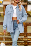 Casual Solid Tassel Turndown Collar Tops