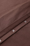 Work Elegant Solid Bandage Turndown Collar Waist Skirt Dresses