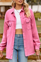 Casual Solid Tassel Turndown Collar Tops