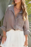 Simplicity Solid Fold Shirt Collar Tops