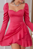 Sweet Elegant Solid Flounce Square Collar Princess Dresses