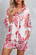 Casual Street Floral Patchwork Turndown Collar Three Quarter Two Pieces