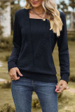Casual Solid Patchwork Square Collar Tops