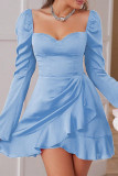 Sweet Elegant Solid Flounce Square Collar Princess Dresses