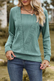 Casual Solid Patchwork Square Collar Tops