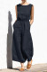 Casual Simplicity Solid Pocket O Neck Loose Jumpsuits