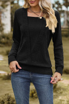 Casual Solid Patchwork Square Collar Tops