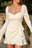 Sweet Elegant Solid Flounce Square Collar Princess Dresses