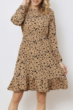 College Print Patchwork O Neck A Line Dresses