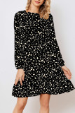 College Print Patchwork O Neck A Line Dresses
