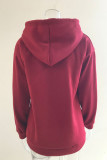 Casual Solid Pocket Buckle Hooded Collar Tops