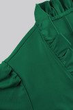 Elegant Solid Buckle Flounce Lotus Leaf Collar Outerwear