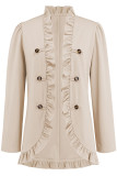 Elegant Solid Buckle Flounce Lotus Leaf Collar Outerwear