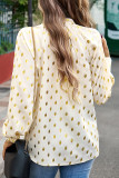 Elegant Bronzing Hollowed Out Half A Turtleneck Tops