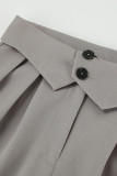 Street Solid Fold Loose High Waist Straight Solid Color Bottoms