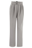 Street Solid Fold Loose High Waist Straight Solid Color Bottoms