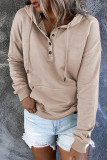 Casual Solid Pocket Buckle Hooded Collar Tops