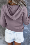 Casual Solid Pocket Buckle Hooded Collar Tops