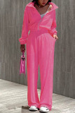 Casual Street Solid Zipper Turndown Collar Long Sleeve Two Pieces
