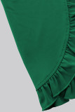 Elegant Solid Buckle Flounce Lotus Leaf Collar Outerwear