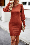 Elegant Solid Patchwork O Neck Wrapped Skirt Dresses