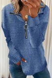 Casual Plaid Solid Zipper Turndown Collar Tops