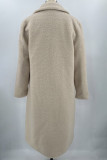 Elegant Solid Pocket Turndown Collar Outerwear