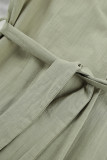 Casual Solid Frenulum V Neck Long Sleeve Dresses