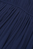 Elegant Solid Slit V Neck Waist Skirt Dresses