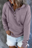 Casual Solid Pocket Buckle Hooded Collar Tops