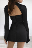 Elegant Solid Fold Scarf Collar Princess Dresses