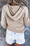 Casual Solid Pocket Buckle Hooded Collar Tops