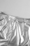 Street Solid Slit Zipper Regular High Waist Solid Color Bottoms
