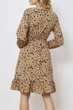 College Print Patchwork O Neck A Line Dresses