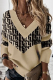 Casual Geometric Printing V Neck Tops