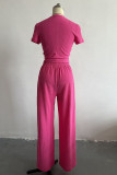 Casual Solid Draw String Fold Turndown Collar Long Sleeve Three Pieces(Shirt vest trousers)