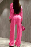 Casual Street Solid Zipper Turndown Collar Long Sleeve Two Pieces