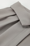 Street Solid Fold Loose High Waist Straight Solid Color Bottoms