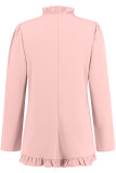 Elegant Solid Buckle Flounce Lotus Leaf Collar Outerwear