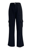 Casual Solid Pocket Skinny Mid Waist Solid Color Bottoms