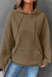 Casual Plaid Pocket Hooded Collar Tops