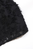 Elegant Solid Flounce Mandarin Collar A Line Dresses
