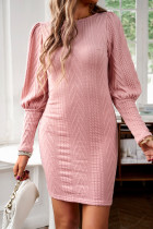 Elegant Solid Patchwork O Neck Wrapped Skirt Dresses