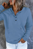 Casual Solid Pocket Buckle Hooded Collar Tops