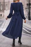 Elegant Solid Slit V Neck Waist Skirt Dresses