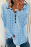 Casual Plaid Solid Zipper Turndown Collar Tops