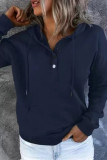 Casual Solid Pocket Buckle Hooded Collar Tops
