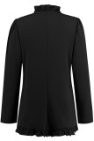Elegant Solid Buckle Flounce Lotus Leaf Collar Outerwear