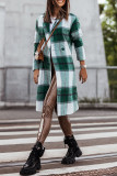 British Style Elegant Plaid Contrast Turn-back Collar Outerwear